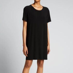 Norma Kamali Black Short Sleeve Boxy T-Shirt Dress Sz M Minimalist Dark Academic